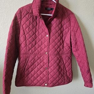 Ralph Lauren Women's Quilted Burgundy Puffer Jacket